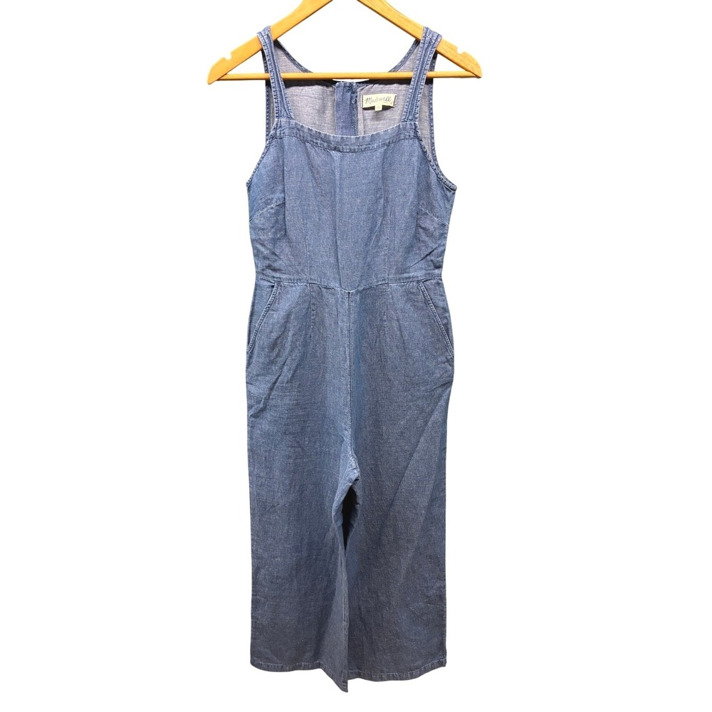 Madewell Denim Overall Jumpsuit Womens 0 Blue Wide Leg Chambray Casual